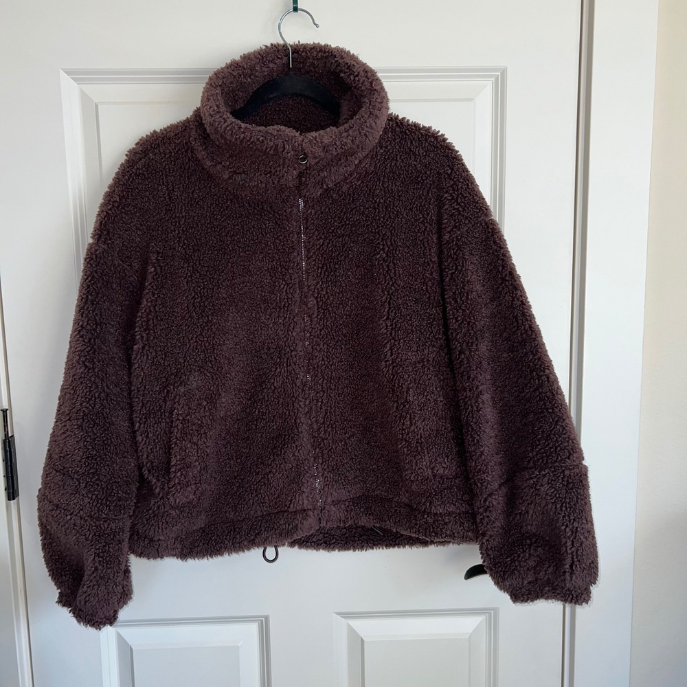 Lululemon Cinchable Fleece Zip‎ Up Jacket Size 8 Brown